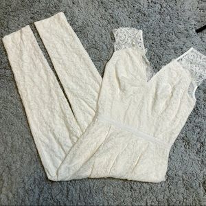 Reiss Bridal Manola Ivory All Over Lace Jumpsuit